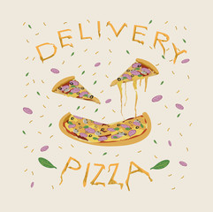 Naklejka premium pizza delivery vector with background