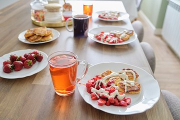 Strawberry season, food and drink with berries