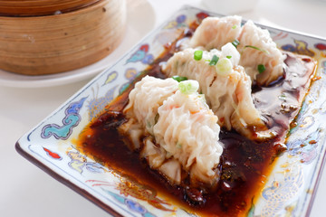 Streamed dumpling with chili and soy sauce, Chinese food