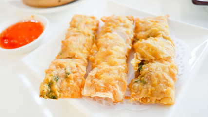 Crispy spring roll stuffed made with prawn and pork