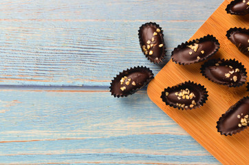 Traditional homemade almond london cookies on the wooden background. Selective focus.