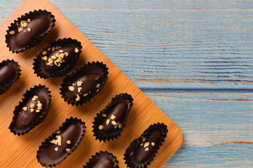 Traditional homemade almond london cookies on the wooden background. Selective focus.