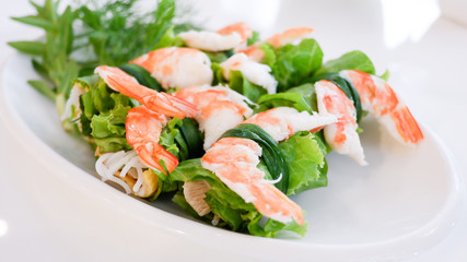 Shrimp roll wrapped with vegetable, healthy vietnamese food