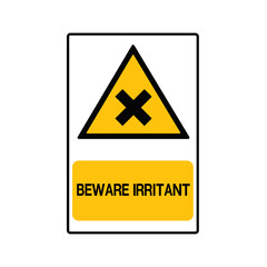 Beware Irritant Symbol Yellow Sign,Vector Illustration, Isolate On White Background Icon. EPS10.