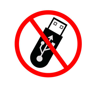 Do Not Use Flash Drive Symbol Sign,Vector Illustration, Isolate On White Background Label. EPS10
