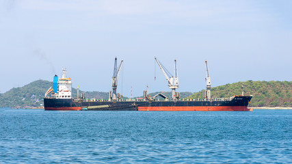 Chon Buri, Thailand 20 May, 2019 :Cargo freight ship and cargo container working with crane at port area,Logistic 
