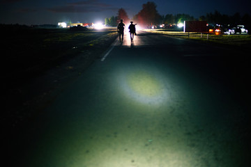 Military operations at night. The squad moves to position at night.