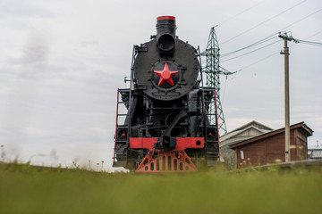 Obraz premium Old russian locomotive at Baykal, part of Circum-Baikal Railway