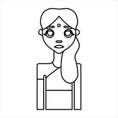 woman front look line icon