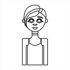 woman front look line icon