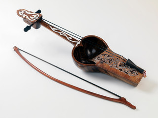
Klkobyz. Kazakh musical instrument on a white background