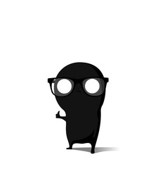 Nerdy monster wearing big glasses