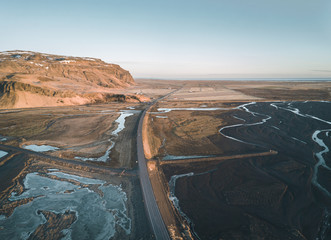 Icelandic aerial photography captured by drone.Beautiful landscape in the Myvatn lake in an area of...