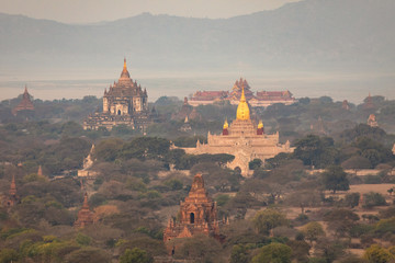 Temple field of Bagan at sunrise