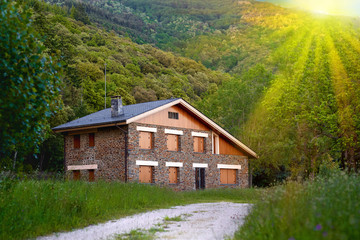 Plakat Country house in the mountains.Buying of ecological housing.