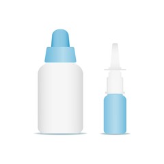 Realistic medical bottle and nasal spray