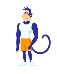 Muscular strong monkey in sportswear. Sports animal