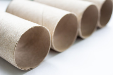 Empty toilet sleeve close-up. Conceptual photo. Pandemic paper shortage
