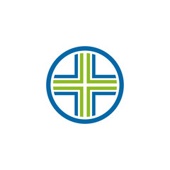 Medical and health care logo design with medical cross icon