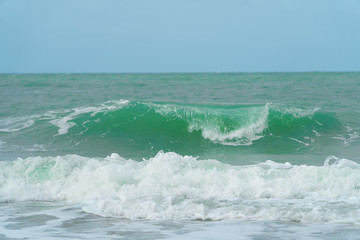 Sea waves in winter, the sky is closed, no sunshine