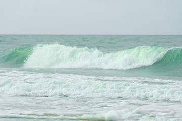 Sea waves in winter, the sky is closed, no sunshine