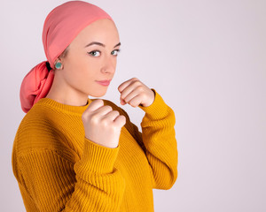 strong woman fighter against cancer