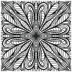 mandala with abstract figures drawn on a white background for coloring, vector, isolated