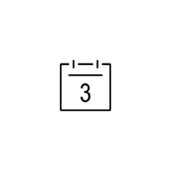 Calendar line icon. Day 3. Simple thin outline date symbol vector for web design, blog, infographic. Black color.
