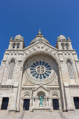 Fototapeta premium The Monument Temple of Santa Luzia, dedicated to the Sacred Heart of Jesus in Viana do Castelo, Portugal. Its imposing rose windows are the largest in the Iberian Peninsula and the 2nd in Europe.