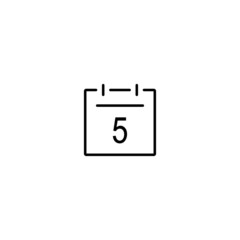 Calendar line icon. Day 5. Simple thin outline date symbol vector for web design, blog, infographic. Black color.
