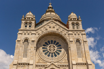 Fototapeta premium The Monument Temple of Santa Luzia, dedicated to the Sacred Heart of Jesus in Viana do Castelo, Portugal. Its imposing rose windows are the largest in the Iberian Peninsula and the 2nd in Europe.