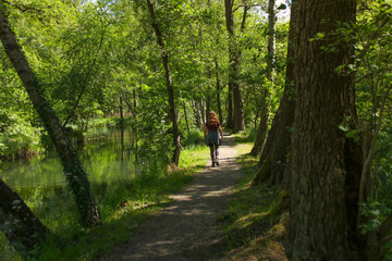 Hiking and paddling in biosphere reserve Spree forest (Spreewald), Luebbenau - Germany

