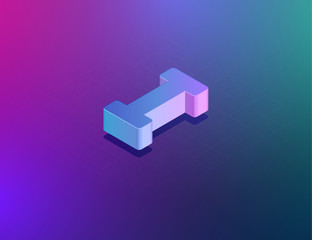 'THREE DEE' tech font character 'I', isometric vector illustration