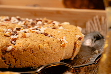 Close up of a turkish dessert halva