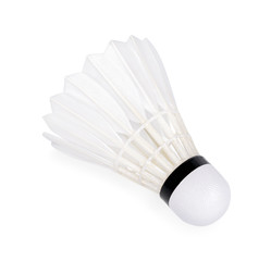 White shuttlecock or badminton ball isolated on white background - obrazy, fototapety, plakaty