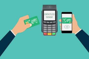 NFC tap card payment contactless terminal vector illustration