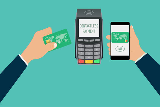 NFC Tap Card Payment Contactless Terminal Vector Illustration