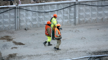 Workers - zero-cycle construction of the foundation of an entertainment center