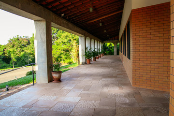 The huge balcony or terrace on the façade of the São Bento Monastery, a public place in Brasilia,...
