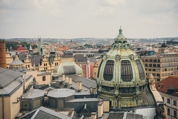 Architecture and landmark skyline of Prague in Czech Republic.