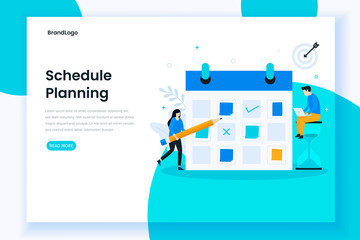 Planning Schedule landing page illustration concept. Modern flat design for websites, landing pages, mobile applications, posters and banners
