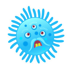 Cartoon virus cell with face Starfish. Funny children Vector stock illustration.