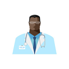 Fototapeta premium Vector medical doctor icon. Image of a male doctor with a stethoscope in a white medical gown. Color isolated Illustration, avatar in flat style