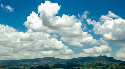 landscape of mountains and sky during the rainy season. Khao Kho, Phetchabun Province in Thailand