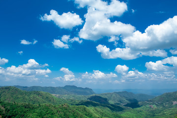 landscape of mountains and sky during the rainy season. Khao Kho, Phetchabun Province in Thailand