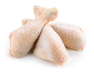 Chicken legs isolated. Raw chicken legs, legs on white. Poultry raw. Chicken meat isolated.