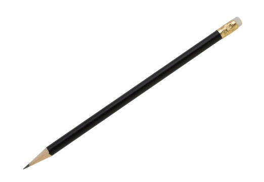 Black pencil isolated on white with clipping path