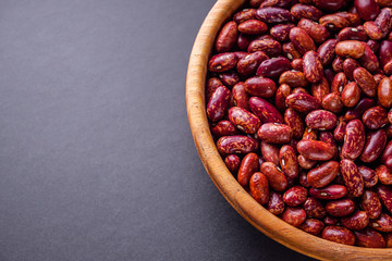 fresh organic natural beans on black background