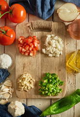 Sofrito de cebolla, ajo, tomate y pimiento