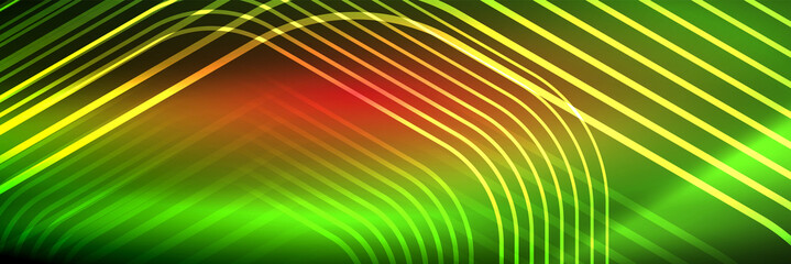 Shiny neon lines, stripes and waves, technology abstract background. Trendy abstract layout template for business or technology presentation, internet poster or web brochure cover, wallpaper